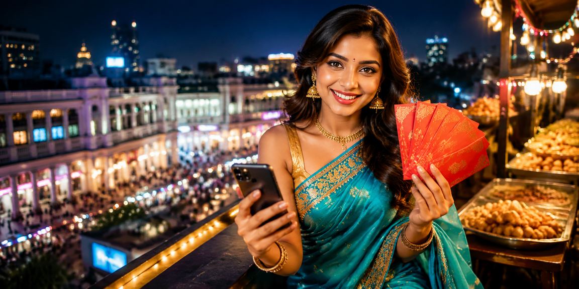 Red envelope and festive bonus theme at Delhi Connaught Place