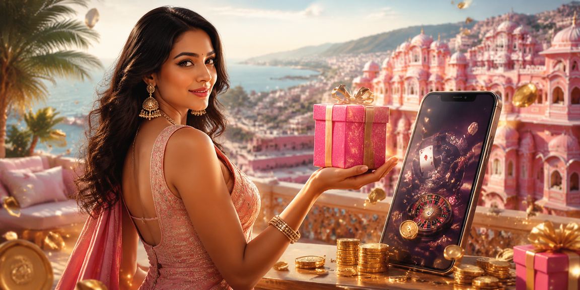 Indian man using Andar Bahar app on mobile in Jaipur casino style setting
